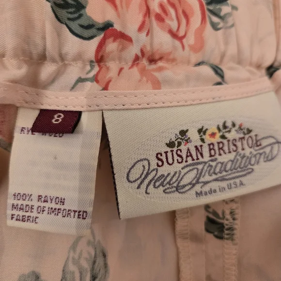 Susan Bristol Vintage Floral Pink 2 PC Top Skirt Set 80s 90s Sz 6/8 Cottagecore - Picture 11 of 11